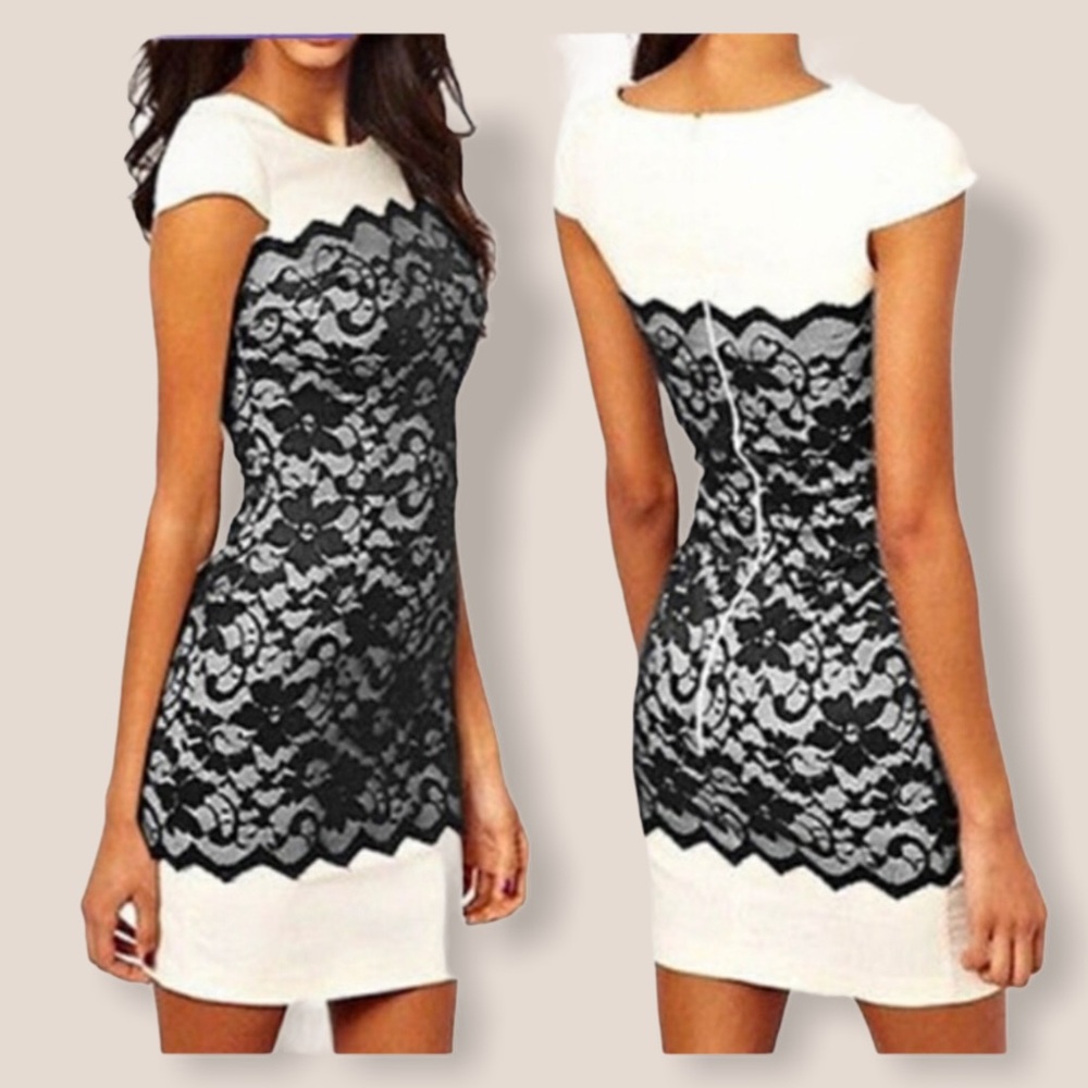 Empire Crochet O-Neck Dress - Small - HP!
